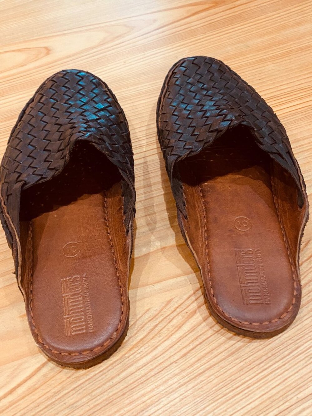 Mohinders Men's Woven Leather City Slippers in Charcoal Sandals Size 10